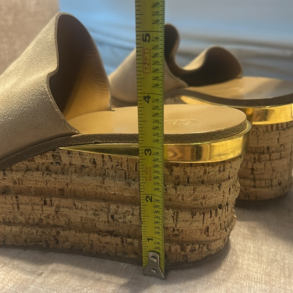 Chloe Camille tan mules slides platforms - Picture 5 of 6